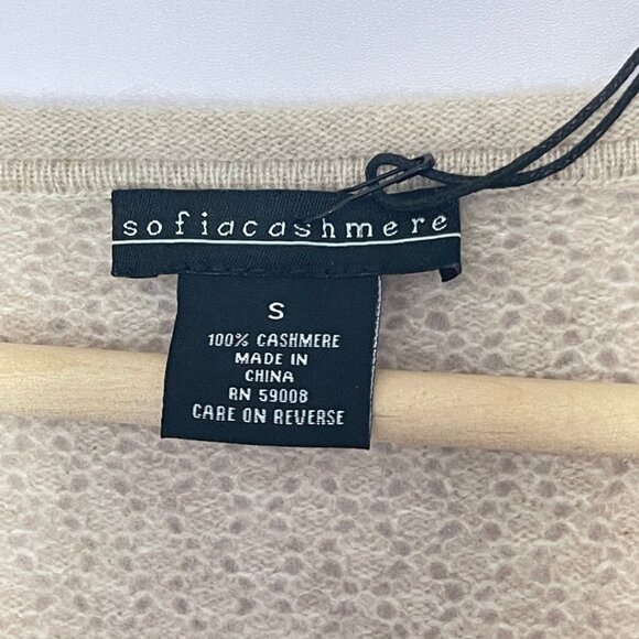 Sofia Cashmere Crew Sweater NWT Womens Size S Soft Oatmeal Cream Beige Luxury - Picture 4 of 9